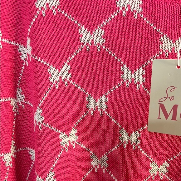 Pink and White Knit Bow Boutique Sweater - Picture 2 of 5